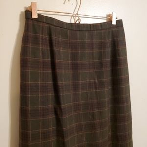 Vintage | Olive Plaid Fall Skirt